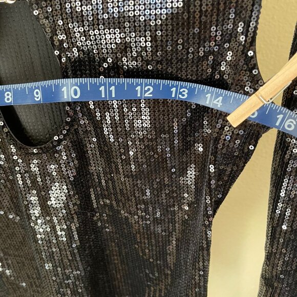 Ruve M Black Sequin Cutout Bodysuit Stunning Night Out Piece - Picture 8 of 10